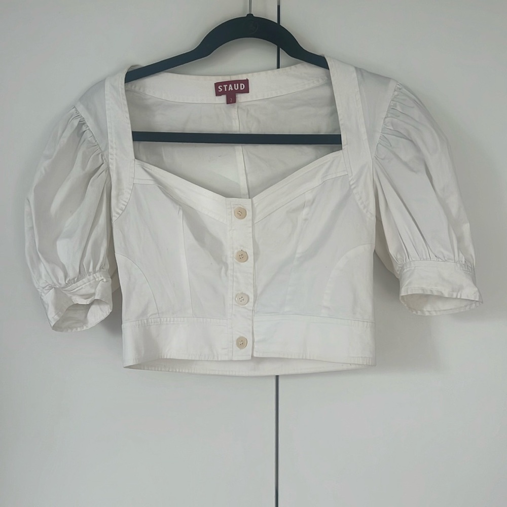 Staid White Button Down Crop Top Sz 2
